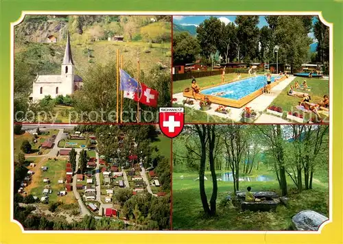 AK / Ansichtskarte Raron_VS Camping Santa Monica Swimming Pool Kapelle Raron_VS