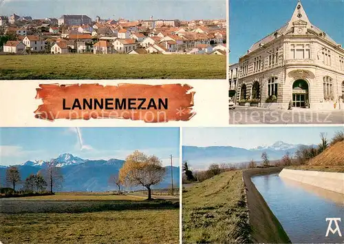 AK / Ansichtskarte Lannemezan Vue generale Mairie Canal de la Neste Pic du Midi de Bigorre Alpes Lannemezan