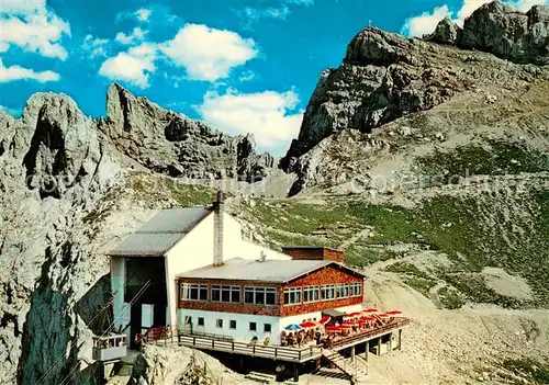 AK / Ansichtskarte Mittenwald_Bayern Berggaststaette und Bergstation Karwendelbahn Gebirgspanorama Huber Karte Nr 8754 Mittenwald Bayern