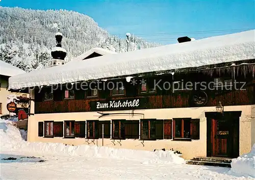 AK / Ansichtskarte Reit_Winkl Tanz  und Unterhaltungslokal Cafe Zum Kuhstall im Winter Bayerische Alpen Reit_Winkl