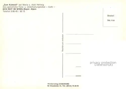 AK / Ansichtskarte Reit_Winkl Tanz  und Unterhaltungslokal Cafe Zum Kuhstall im Winter Bayerische Alpen Reit_Winkl