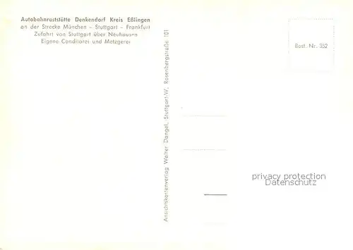 AK / Ansichtskarte Denkendorf_Wuerttemberg Autobahnraststaette Restaurant Denkendorf Wuerttemberg