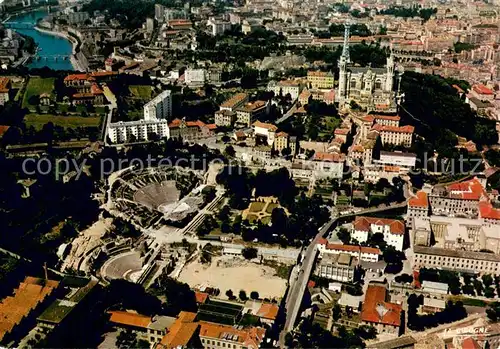 AK / Ansichtskarte Lyon_France Theatre romain au fond Fourviere et la Saone vue aerienne Lyon France