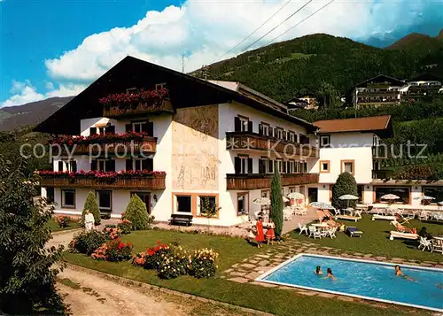 AK / Ansichtskarte Schenna_Meran Pension Lebenstain Swimming Pool Schenna Meran
