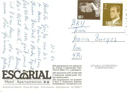 AK / Ansichtskarte Playa_del_Ingles Hotel Apartamentos Escorial Bar Swimming Pool Playa_del_Ingles