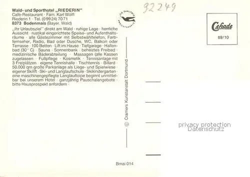 AK / Ansichtskarte Bodenmais Wald  und Sporthotel Riederin Hallenbad Tennis Wintersport Bodenmais
