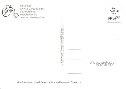 AK / Ansichtskarte Geslau Ferienhof Fam Geissendoerfer Details Geslau
