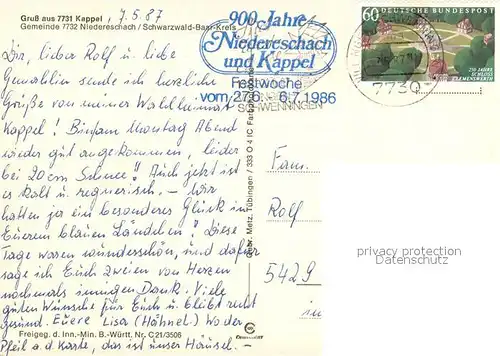 AK / Ansichtskarte Kappel_Niedereschach Fliegeraufnahme Kappel Niedereschach