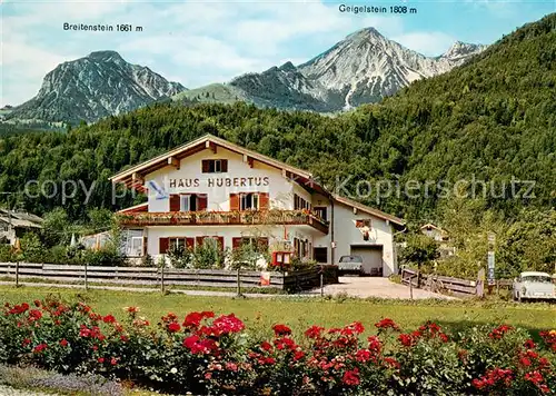 AK / Ansichtskarte Ettenhausen_Schleching Hotel Haus Hubertus mit Breitenstein und Geigelstein Ettenhausen_Schleching