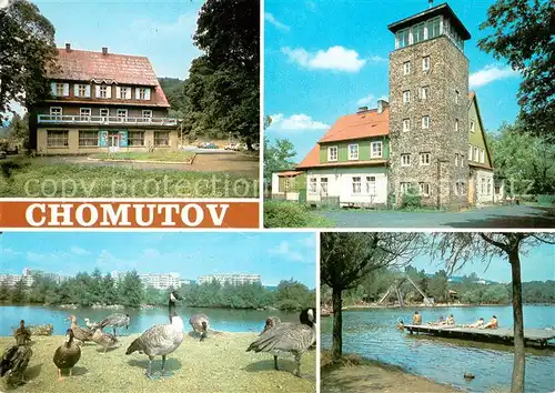 AK / Ansichtskarte Chomutov Hotel Treti mlyn Hotel Partyzan Lesopark Kamencove jezero Chomutov