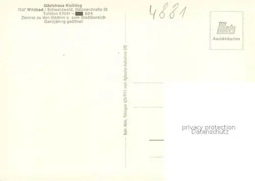 AK / Ansichtskarte Wildbad_Schwarzwald Gaestehaus Kiessling Wildbad_Schwarzwald