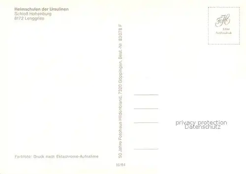 AK / Ansichtskarte Lenggries Heimschulen der Ursulinen Schloss Hohenburg Lenggries