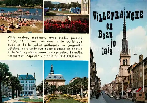 AK / Ansichtskarte Villefranche_en_Beaujolais Vues partielles de la ville Eglise Batiments Piscine Camping Villefranche_en