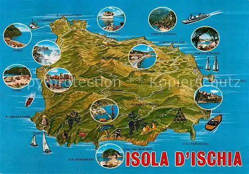 AK / Ansichtskarte Isola_d_Ischia Landkarte mit Kuestenorten Isola_d_Ischia