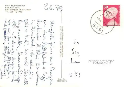 AK / Ansichtskarte Rimbach_Bayrischer_Wald Hotel Bayerischer Hof Restaurant Metzgerei Freibad Panorama Rimbach_Bayrischer_Wald