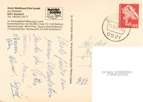 AK / Ansichtskarte Gondorf_Bitburg Hotel Waldhaus Eifel im Eifelpark Restaurant Festtafel Gondorf Bitburg