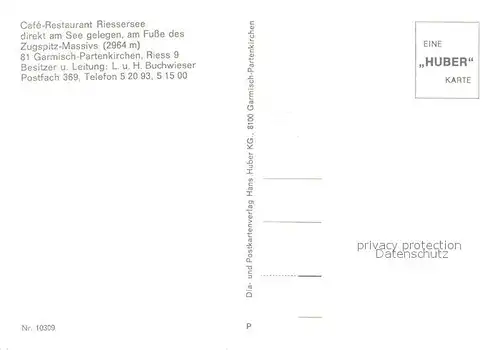 AK / Ansichtskarte Garmisch Partenkirchen Cafe Restaurant Riessersee Winterlandschaft Huber Karte Nr 10309 Garmisch Partenkirchen