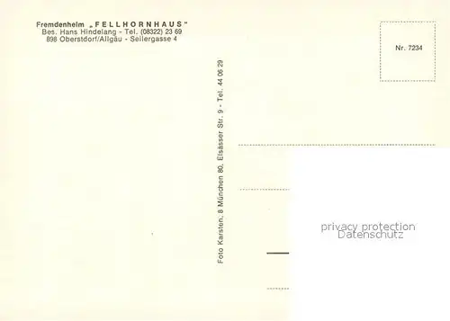 AK / Ansichtskarte Oberstdorf Fremdenheim Fellhornhaus Alpen Oberstdorf