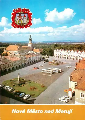 AK / Ansichtskarte Nove_Mesto_nad_Metuji Husovo namesti se zamkem Nove_Mesto_nad_Metuji