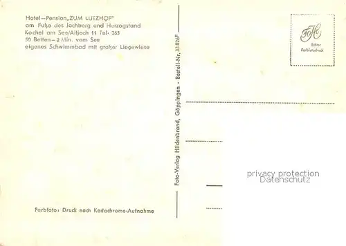 AK / Ansichtskarte Kochel_See Hotel Pension Zum Lutzhof Kochel_See