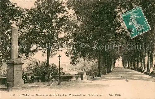 AK / Ansichtskarte Dinan Monument de Duclos et la Promenade des Petits Fosses Dinan