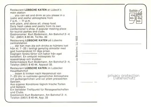 AK / Ansichtskarte Luebeck Luebsche Katen Kaminzimmer Gastraeume Luebeck