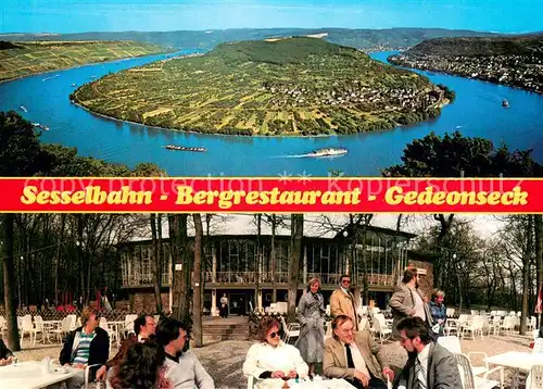 AK / Ansichtskarte Boppard_Rhein Fliegeraufnahme Sesselbahn Bergrestaurant Gedeonseck Terrasse Boppard Rhein