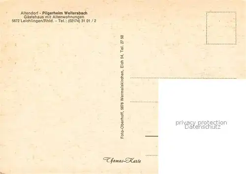 AK / Ansichtskarte Leichlingen_Rheinland Altendorf Pilgerheim Weitersbach Leichlingen_Rheinland