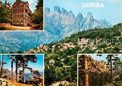 AK / Ansichtskarte Zonza Mouflon d Or Maison Familiale Panorama vu du Col de Bavella Rochers de Bavella Montagnes Zonza