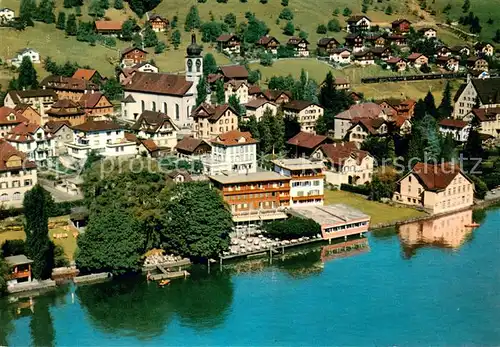 AK / Ansichtskarte Hergiswil_NW Hotel Belvedere am Vierwaldstaettersee Fliegeraufnahme Hergiswil NW