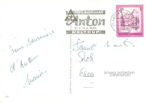 AK / Ansichtskarte St_Anton_Arlberg Hotel Post Kirche Wappen St_Anton_Arlberg