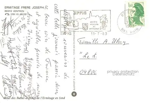AK / Ansichtskarte Ventron_Vosges Ermitage Frere Joseph Ventron Vosges