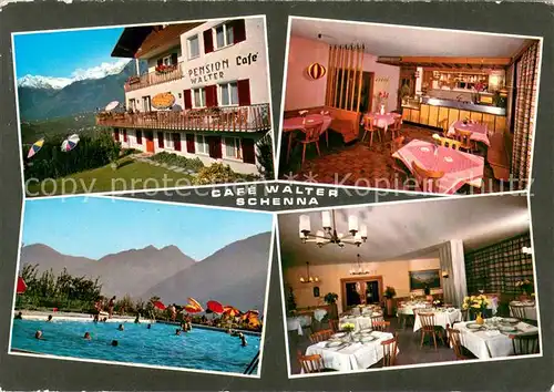 AK / Ansichtskarte Schenna_Meran Pension Cafe Walter Gastraeume Schwimmbad Schenna Meran