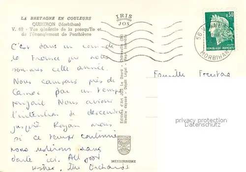 AK / Ansichtskarte Quiberon_Morbihan Vue generale aerienne de la presquile et de letranglement de Penthievre Quiberon Morbihan