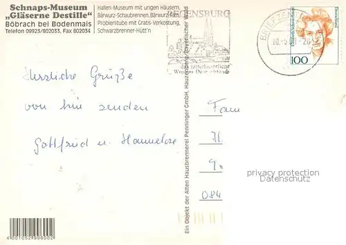 AK / Ansichtskarte Boebrach Schnaps Museum Glaeserne Destille Baerwurz Schaubrennerei Probierstube Schwarzbrenner Huette Boebrach