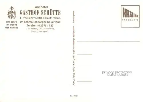AK / Ansichtskarte Oberkirchen_Sauerland Landhotel Gasthof Schuette Oberkirchen_Sauerland