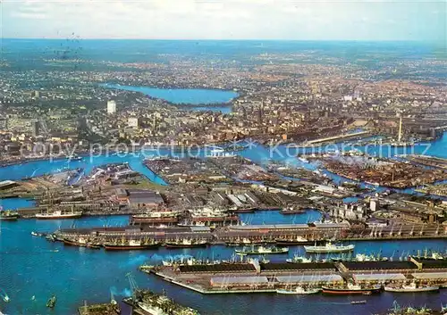 AK / Ansichtskarte Hamburg Hafen Fliegeraufnahme  Hamburg