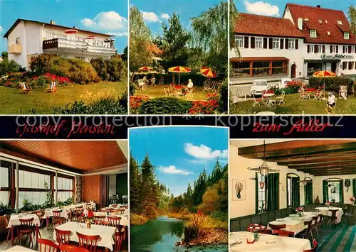 AK / Ansichtskarte Muehlhausen_Tiefenbronn Gasthof Pension zum Adler Gastraeume Panorama Liegewiese Muehlhausen Tiefenbronn