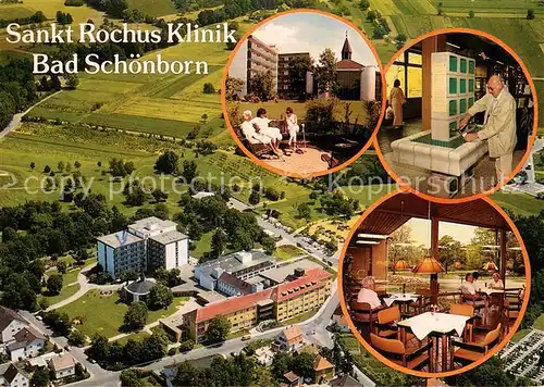 AK / Ansichtskarte Bad_Schoenborn Sankt Rochus Klinik Fliegeraufnahme  Park Trinkbrunnen Speisesaal Bad_Schoenborn
