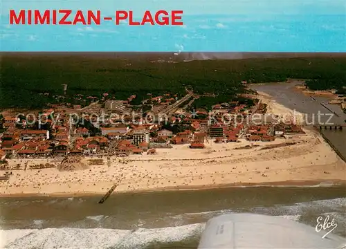 AK / Ansichtskarte Mimizan_Plage Vue generale aerienne du Centre de Mimizan Plage lentree du courant et la Grande Plage Mimizan_Plage