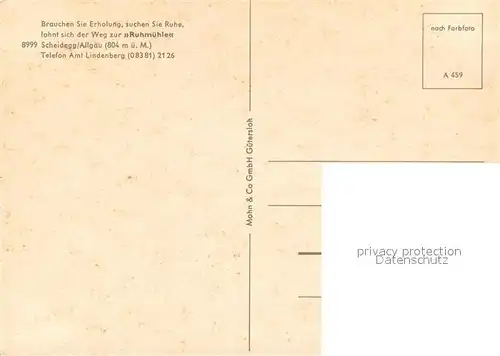 AK / Ansichtskarte Scheidegg_Allgaeu Ruhmuehlen Gasthaus Scheidegg Allgaeu