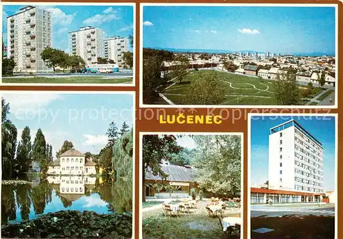 AK / Ansichtskarte Lucenec Hochhaeuser Wohnsiedlung Schloss Stadtpanorama Lucenec