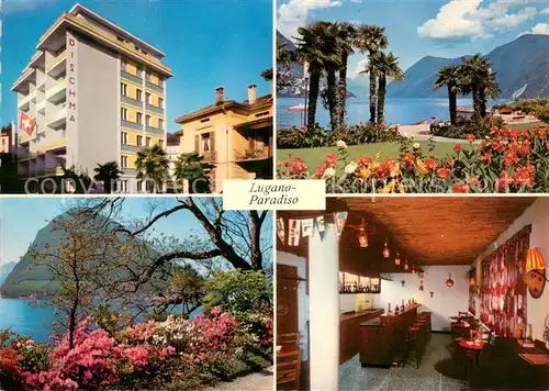 AK / Ansichtskarte Paradiso_TI Albergo Dischma Park Uferpromenade Luganersee Paradiso TI