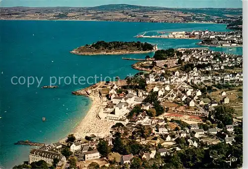 AK / Ansichtskarte Treboul_Douarnenez Plage des Sables Blancs Ile Tristan et Port de Douarnenez vue aerienne Treboul Douarnenez