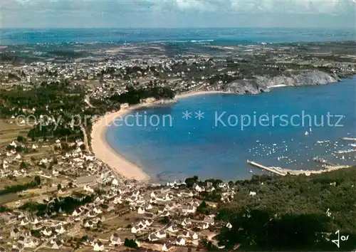 AK / Ansichtskarte Morgat Vue aerienne sur la grande plage et plage du Porzic Morgat