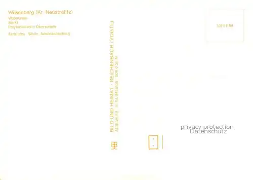 AK / Ansichtskarte Wesenberg_Mecklenburg Woblitzsee Markt Polytechnische Oberschule Wesenberg_Mecklenburg