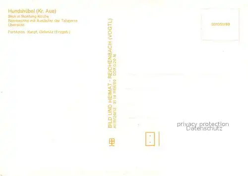 AK / Ansichtskarte Hundshuebel Blick Richtung Kirche Rohrbachtal mit Auslaeufer der Talsperre Hundshuebel