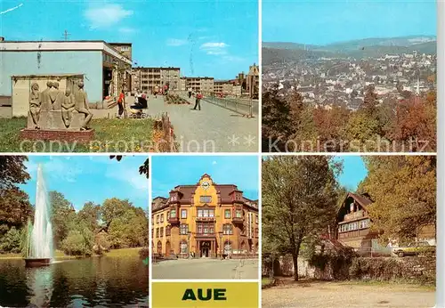AK / Ansichtskarte Aue_Erzgebirge Neubaugebiet Teilansicht Stadtteich Rathaus Gaststaette Hutzen Haisel Aue_Erzgebirge