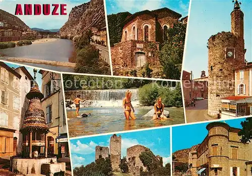 AK / Ansichtskarte Anduze La Porte des Cevennes vues d ensemble de la ville Fontaine Chateau Anduze