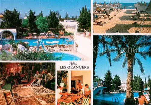 AK / Ansichtskarte Hammamet Hotel Les Orangers Swimming Pool Strand Teppichhaendler Hammamet